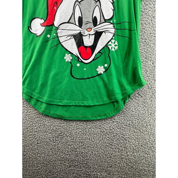 Looney Tunes Bugs Bunny Christmas Graphic T-Shirt Size XXL Green  High Low - Picture 3 of 8
